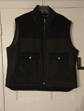 NWT Pendleton Olive and Charcoal Wool Vest with Flap Pockets, Size XXL